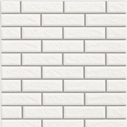 Pack de 10 Panneaux Muraux 3D Adhésifs Anti-Humidité – 67×68 cm – Blanc avec Bordure Gris