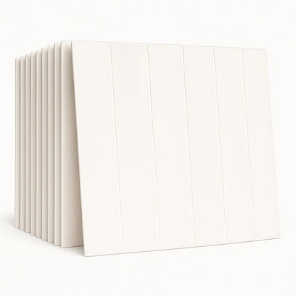 Pack de 10 Panneaux Muraux 3D Adhésifs Anti-Humidité – 77×70 cm – Blanc Motif Rainuré
