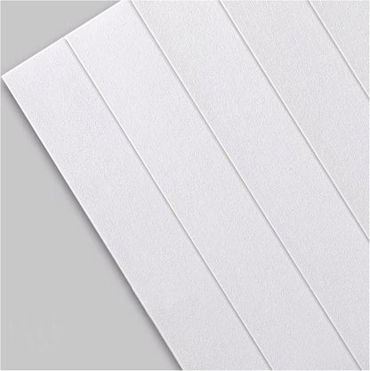 Pack de 10 Panneaux Muraux 3D Adhésifs Anti-Humidité – 77×70 cm – Blanc Motif Rainuré