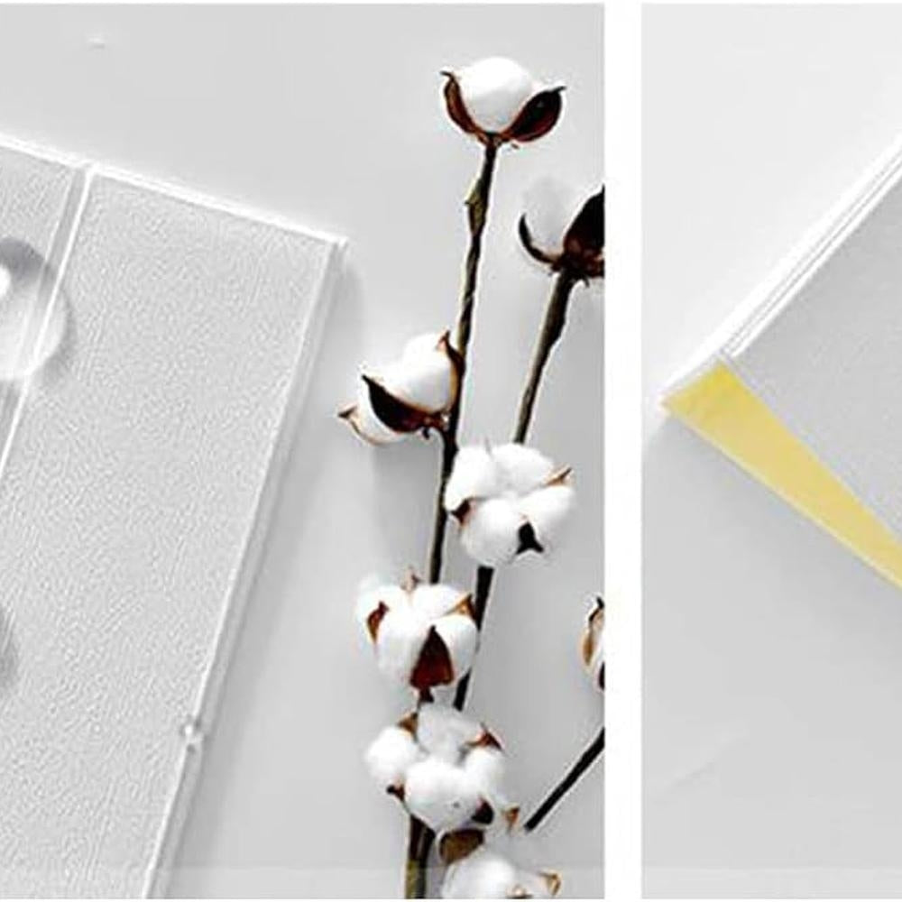 Pack de 10 Panneaux Muraux 3D Adhésifs Anti-Humidité – 77×70 cm – Blanc Motif Rainuré