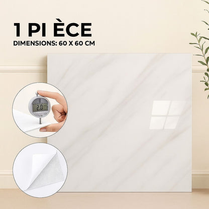 Panneau PVC Autocollant Alternative Au Marbre 60 x 60 cm - Blanc Modèle 1