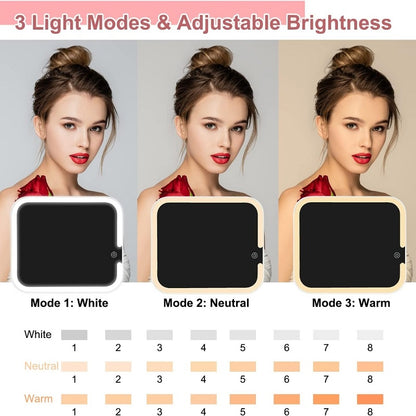 Organisateur De Maquillage Multifonctionnel Avec Miroir LED Rose