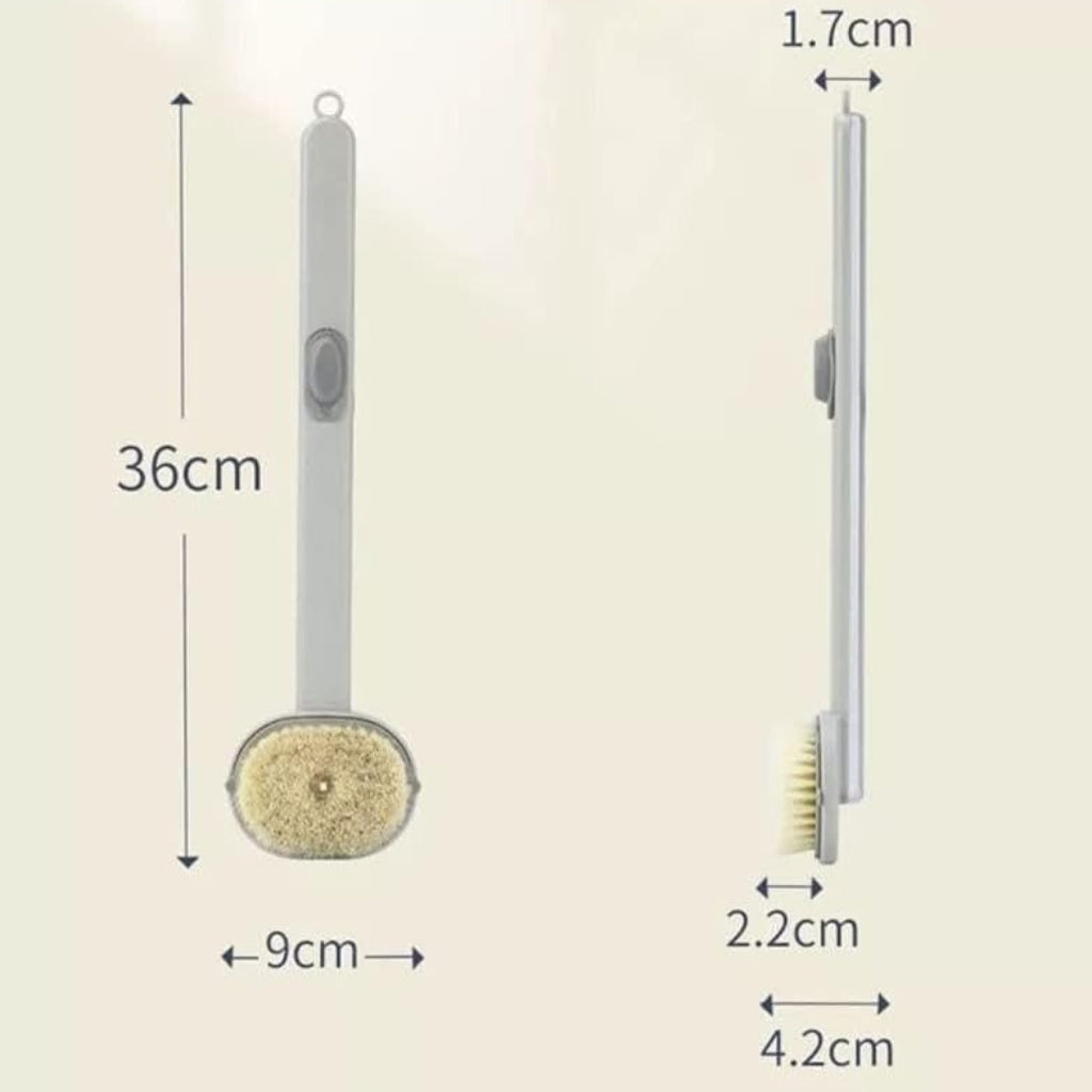 Brosse de Bain Long Manche 2 En 1 Avec Réservoir de Gel Douche – Exfoliante & Massante