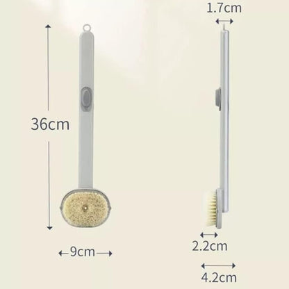 Brosse de Bain Long Manche 2 En 1 Avec Réservoir de Gel Douche – Exfoliante & Massante