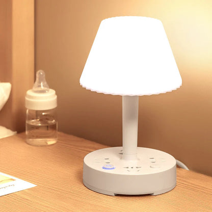Lampe de Table Multifonction – Éclairage 3 Couleurs Ajustables, 3 Prises, 2 Ports USB et Support Téléphone – Blanc