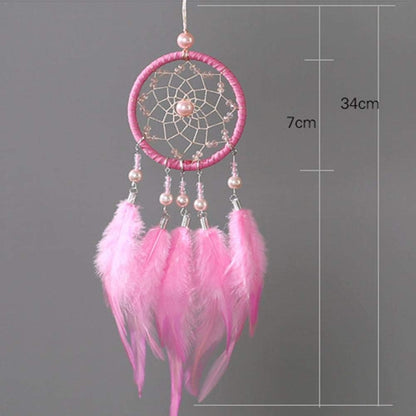Dream Catcher Rose avec Plumes Douces et Perles