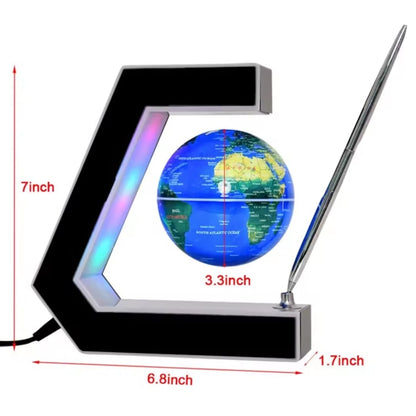 Globe Terrestre Flottant Magnétique Avec Éclairage LED Multicolore & Stylo