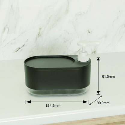 Distributeur Multi-Fonctions De Savon Liquide 3-En-1 Noir – Pour Mains et Vaisselle Avec Porte-Éponge Intégré