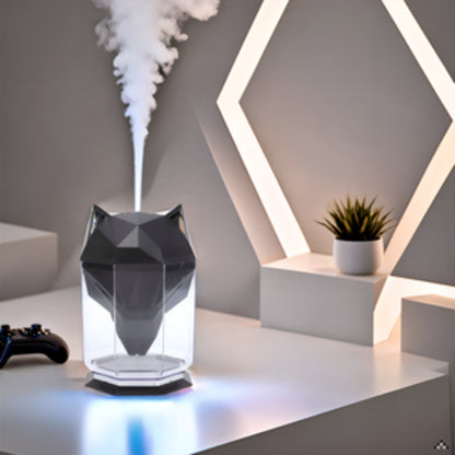 Humidificateur Tête de Loup Noir – Diffuseur d’Air Silencieux Avec Lumière LED et Réservoir de 650 ml