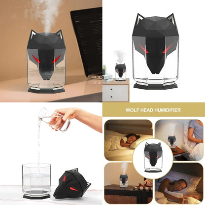 Humidificateur Tête de Loup Noir – Diffuseur d’Air Silencieux Avec Lumière LED et Réservoir de 650 ml