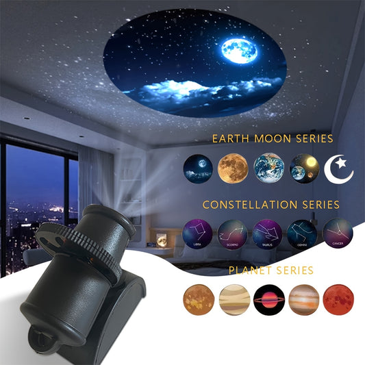 Lampe de Projection Astronomique avec 3 Films, 15 Effets Visuels et Rotation à 90°
