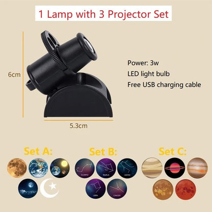 Lampe de Projection Astronomique avec 3 Films, 15 Effets Visuels et Rotation à 90°