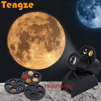 Lampe de Projection Astronomique avec 3 Films, 15 Effets Visuels et Rotation à 90°