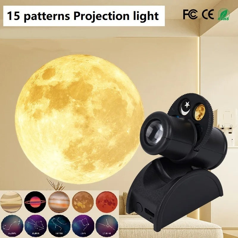 Lampe de Projection Astronomique avec 3 Films, 15 Effets Visuels et Rotation à 90°