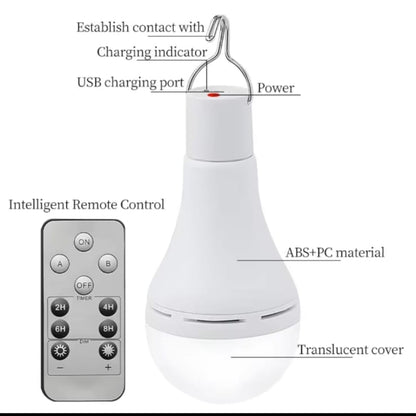 Lampe Solaire LED 7W Suspendue avec Télécommande – 4 Modes d’Éclairage, Rechargeable USB, Minuterie Programmable