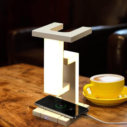 Lampe LED Suspendue En Blanc Avec Chargeur Sans Fil