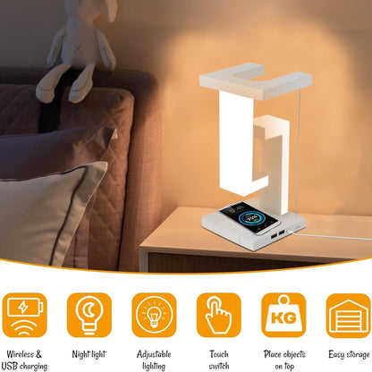 Lampe LED Suspendue En Blanc Avec Chargeur Sans Fil