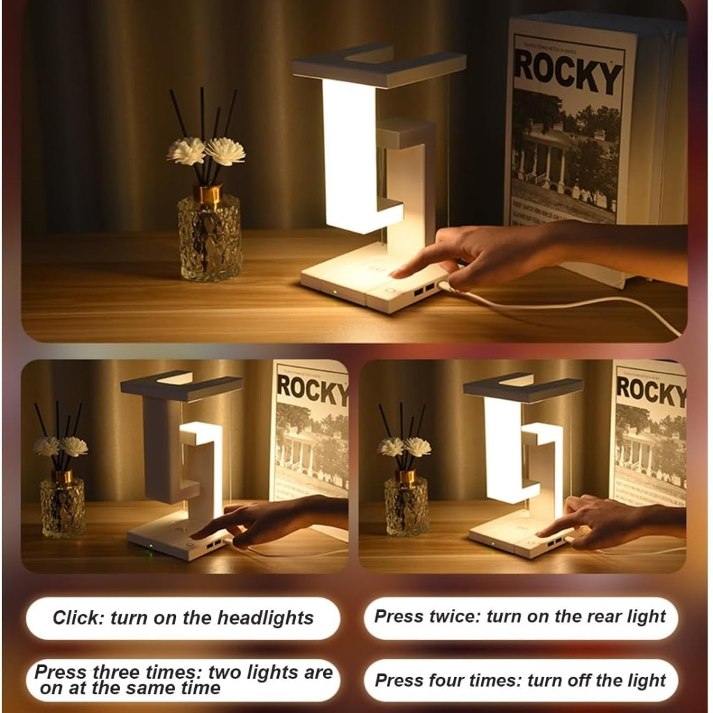 Lampe LED Suspendue En Blanc Avec Chargeur Sans Fil