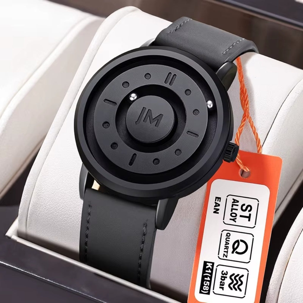 Montre Magnétique Pour Homme à Double Bille, Quartz, JM STQ K1(158) – Cuir
