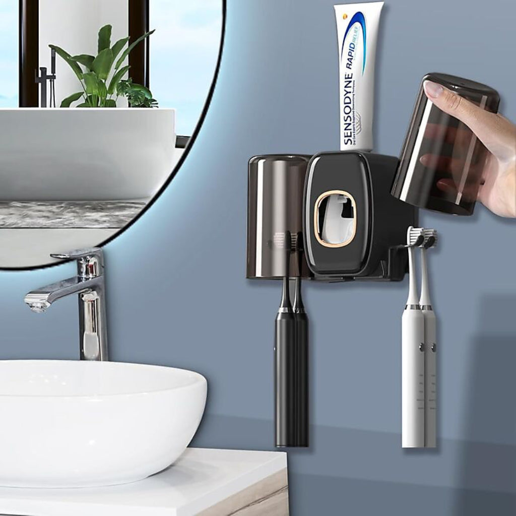 Distributeur Noir De Dentifrice Avec Support Pour Brosse à Dents