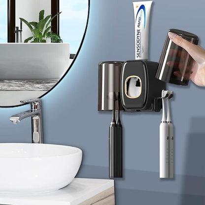 Distributeur Noir De Dentifrice Avec Support Pour Brosse à Dents