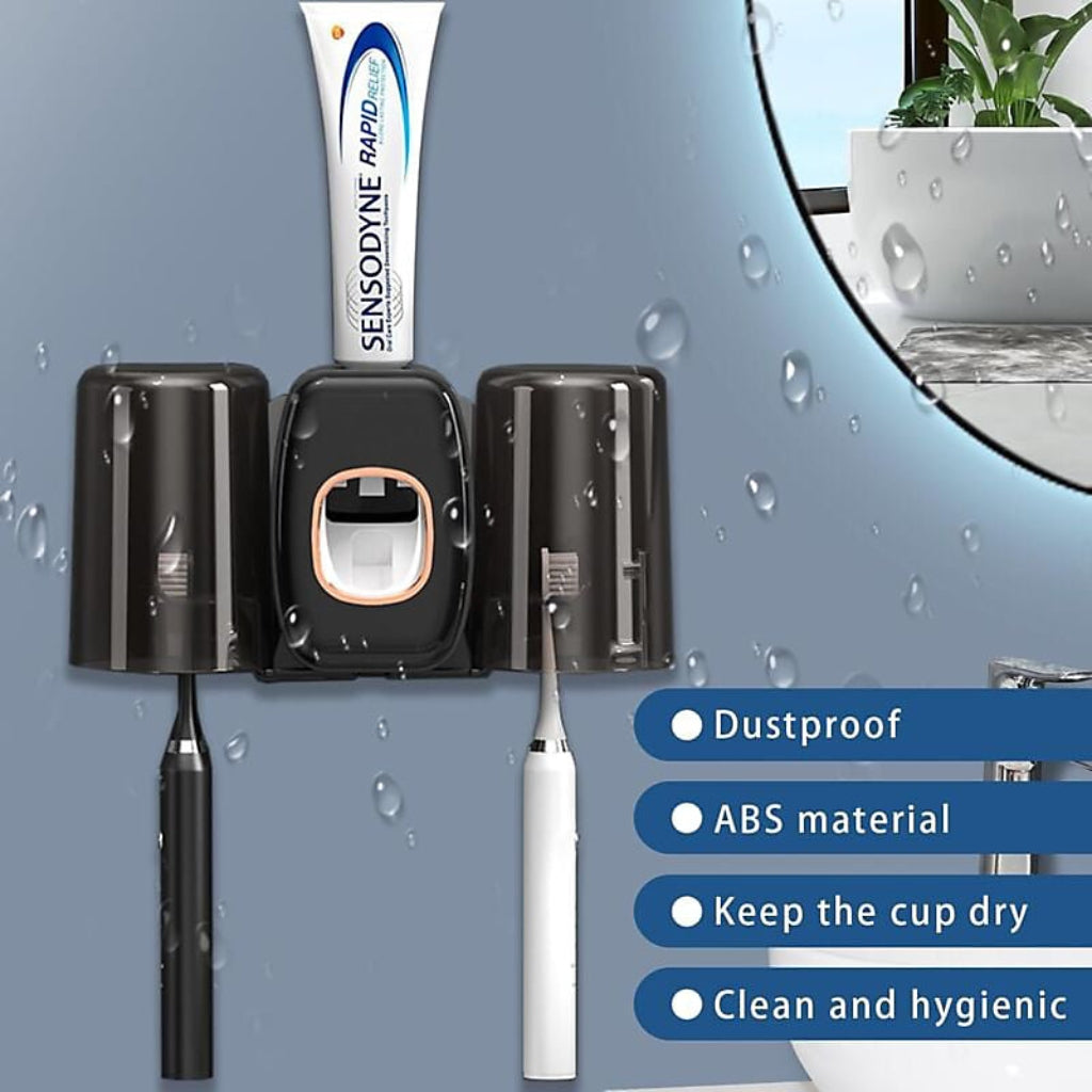 Distributeur Noir De Dentifrice Avec Support Pour Brosse à Dents