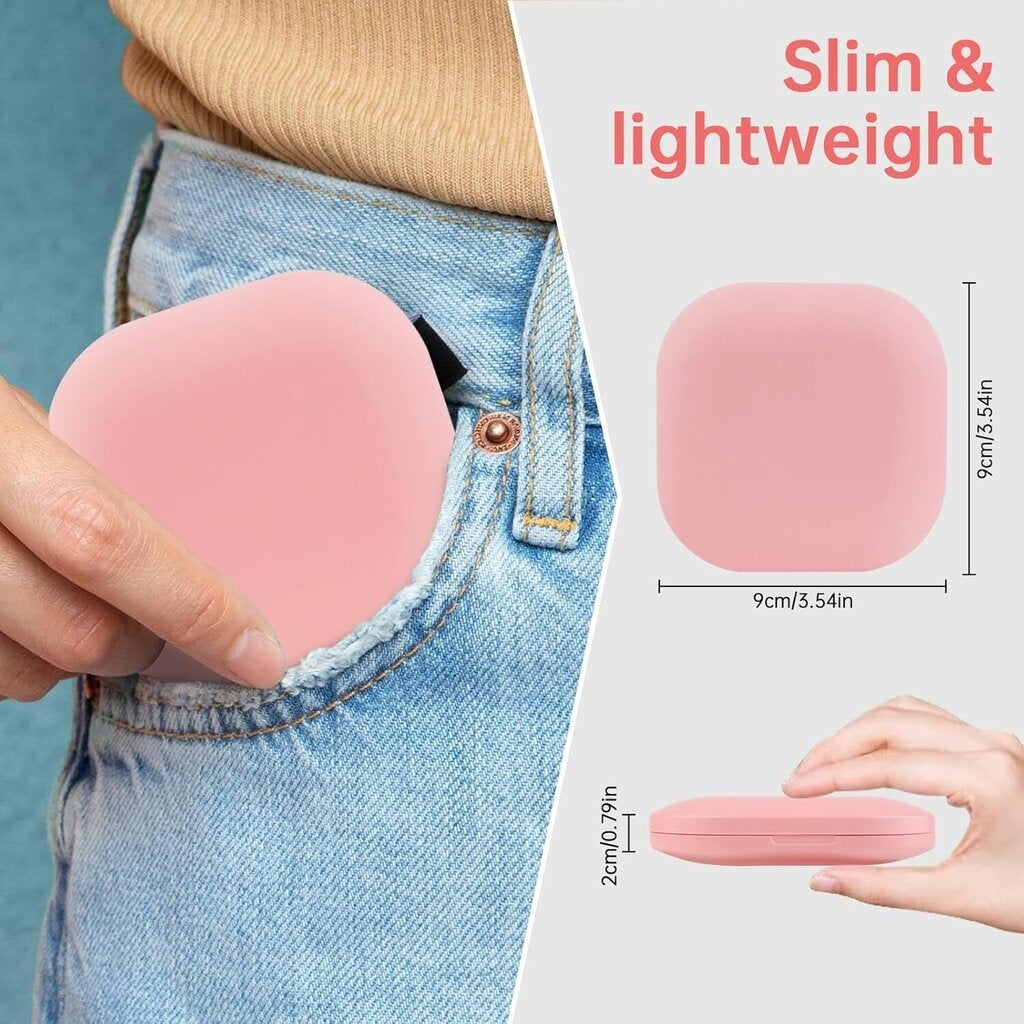 Miroir Cosmétique De Poche En Rose à LED – Double Face, Pliable et Grossissant