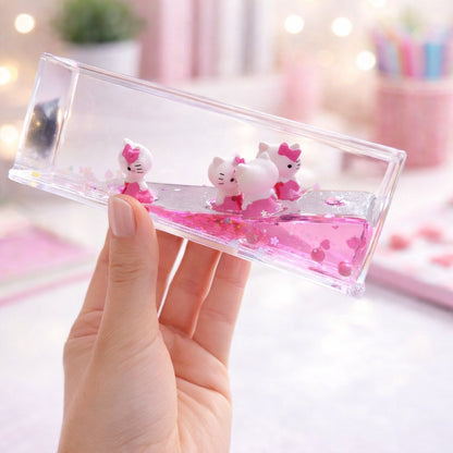 Décoration de Voiture Acrylique 3D – Motif Kawaii avec Liquide Pailleté