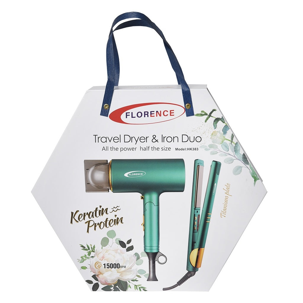 Coffret Coiffage 2-en-1 : Sèche-Cheveux 2200W & Lisseur – Vert - Modèle HK383