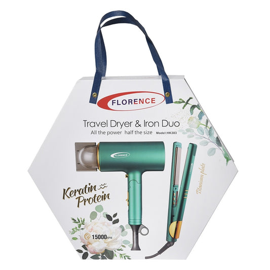 Coffret Coiffage 2-en-1 : Sèche-Cheveux 2200W & Lisseur – Vert - Modèle HK383