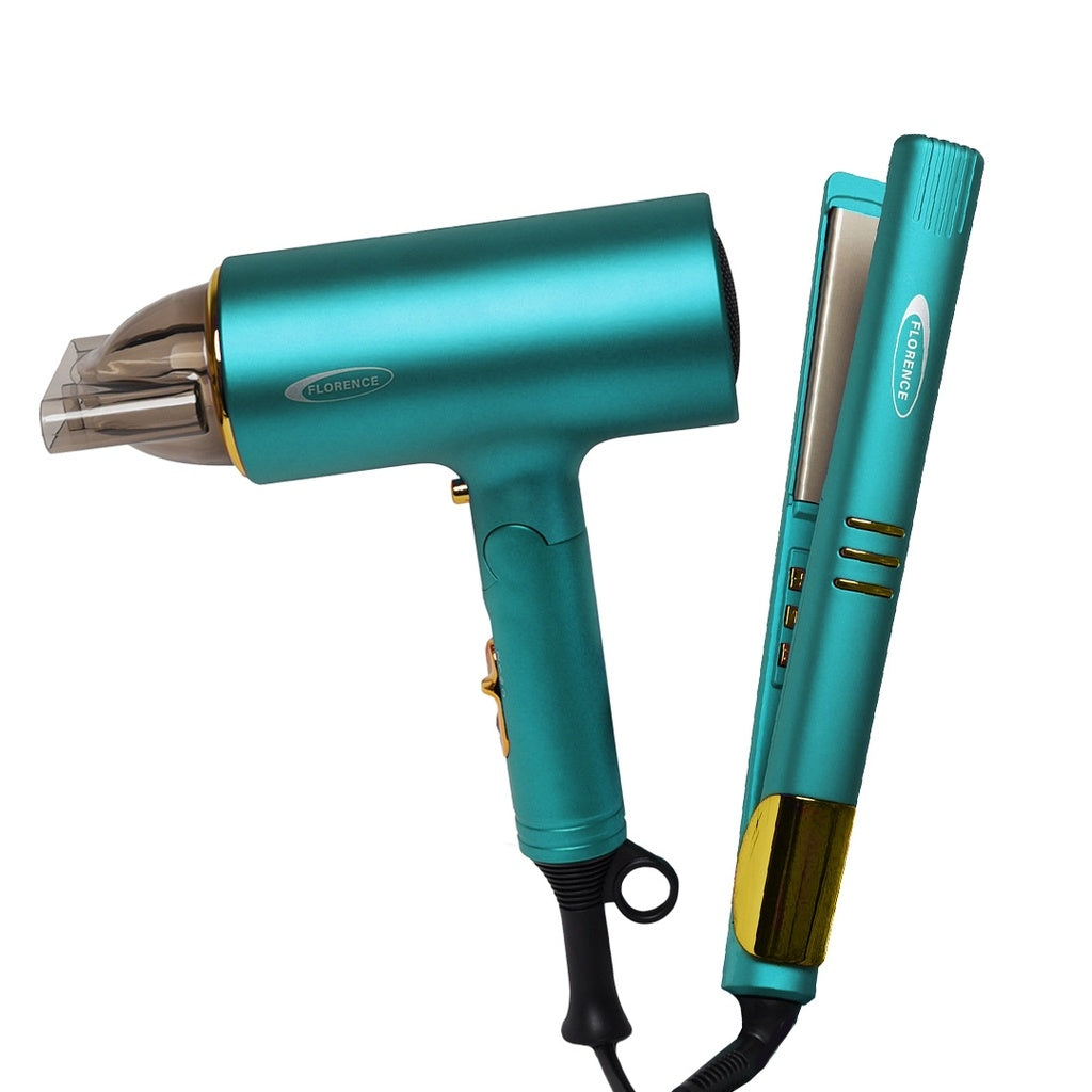 Coffret Coiffage 2-en-1 : Sèche-Cheveux 2200W & Lisseur – Vert - Modèle HK383