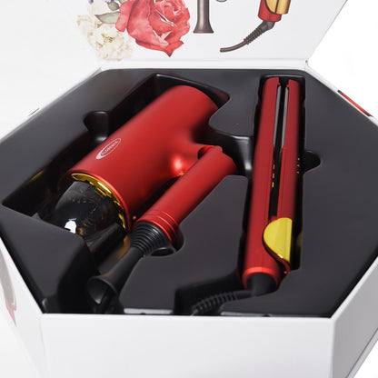 Coffret Coiffage 2-en-1 : Sèche-Cheveux 2200W & Lisseur – Rouge - Modèle HK383