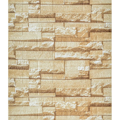 Pack de 10 Panneaux Muraux 3D Autocollants Effet Pierre Beige 70 × 77 cm – Anti-Humidité