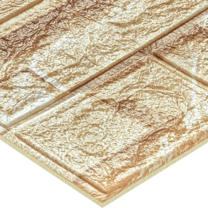 Pack de 10 Panneaux Muraux 3D Autocollants Effet Pierre Beige 70 × 77 cm – Anti-Humidité
