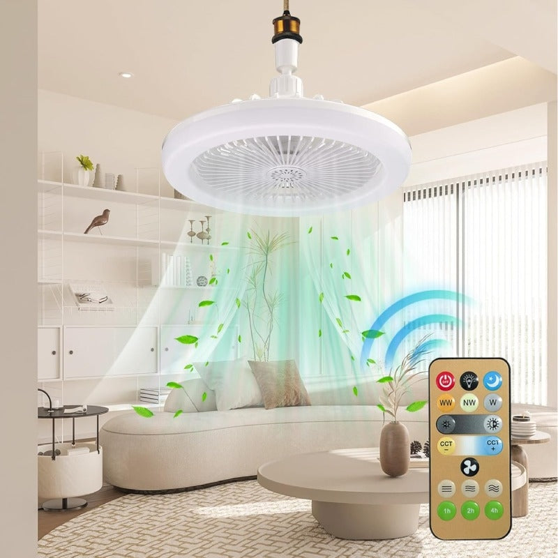 Ventilateur LED Douille E27 360° – Silencieux avec Télécommande