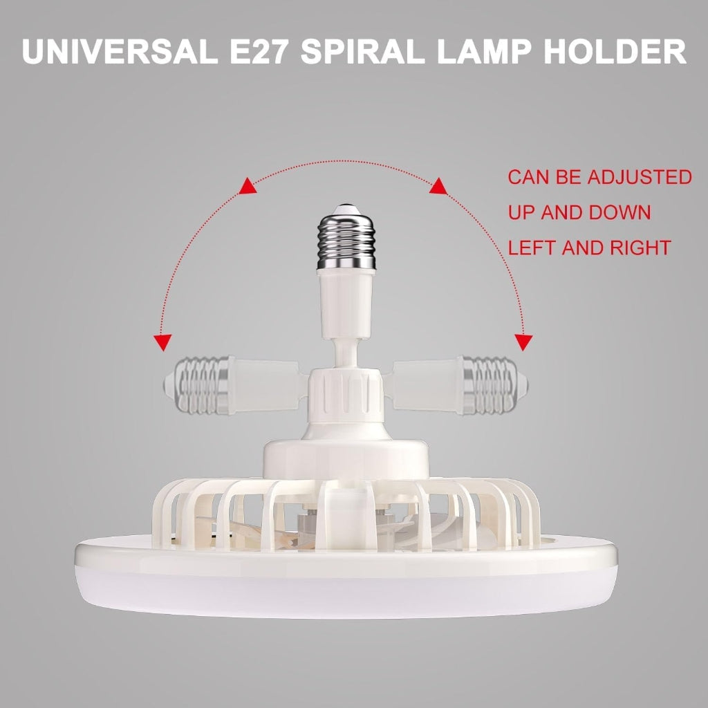 Ventilateur LED Douille E27 360° – Silencieux avec Télécommande
