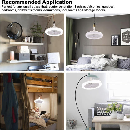 Ventilateur LED Douille E27 360° – Silencieux avec Télécommande