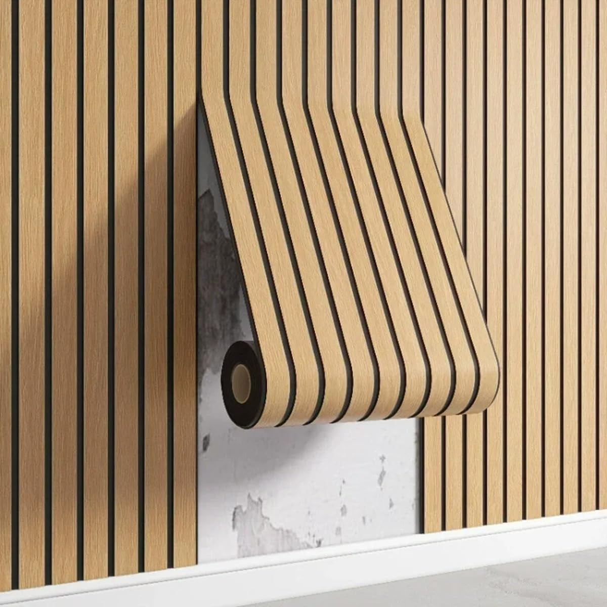 Rouleau Panneau Mural Autocollant Effet Bois 3D 70 cm x 2,80 m – Épaisseur 5 mm, Anti-humidité