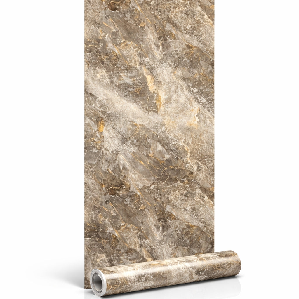 Rouleau Panneau Mural Autocollant Effet Marbre Grège 60 cm x 2,80 m – Épaisseur 3 mm