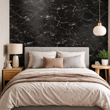 Rouleau Panneau Mural Autocollant Effet Marbre Noir 60 cm x 2,80 m – Épaisseur 3 mm