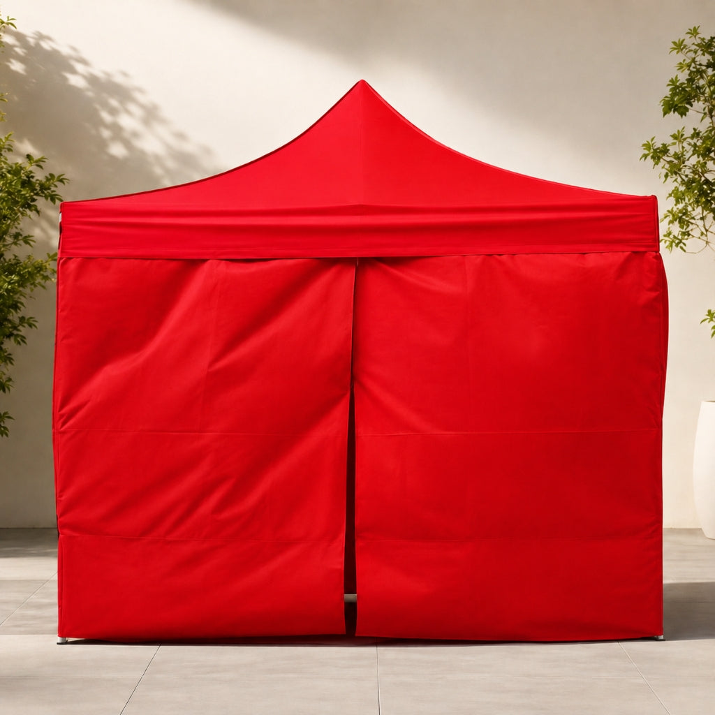 Tente Tonnelle Pliable Imperméable 3 x 3 m avec Fermeture Complète - Rouge