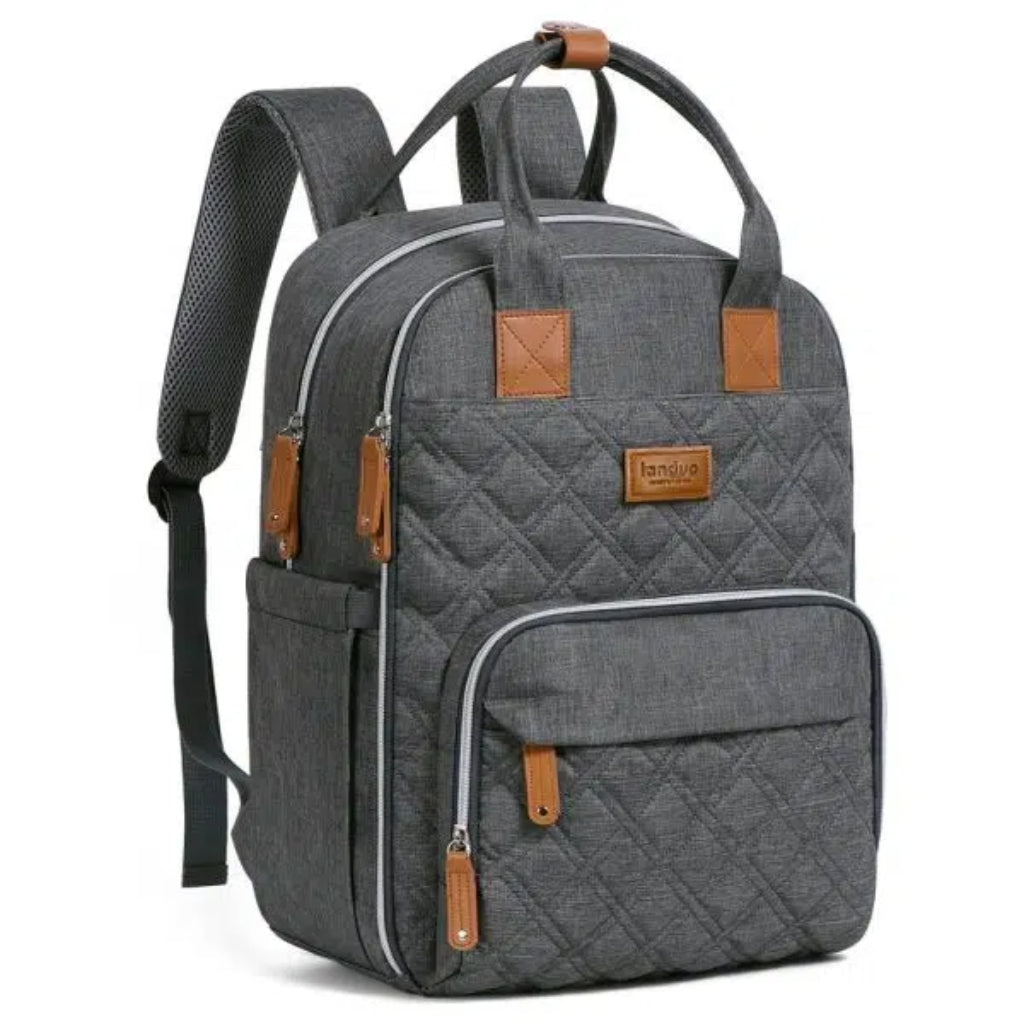 Sac à Dos de Maternité Multifonction avec Lit Pliable – Grande Capacité, USB & Poches Isothermes - Gris Charbon