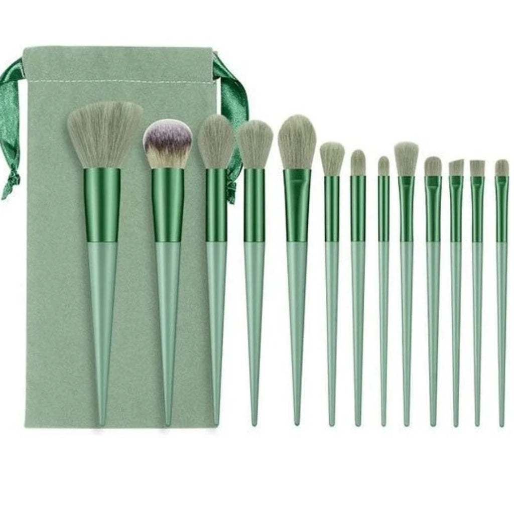 Kit de 13 Pinceaux de Maquillage Professionnels - Vert