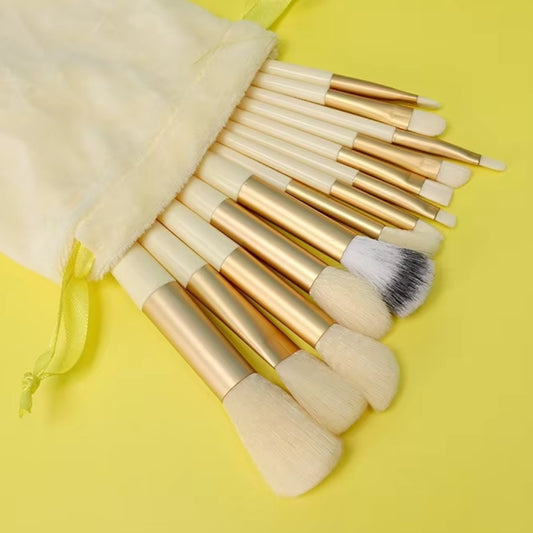 Kit de 13 Pinceaux de Maquillage Professionnels - Jaune