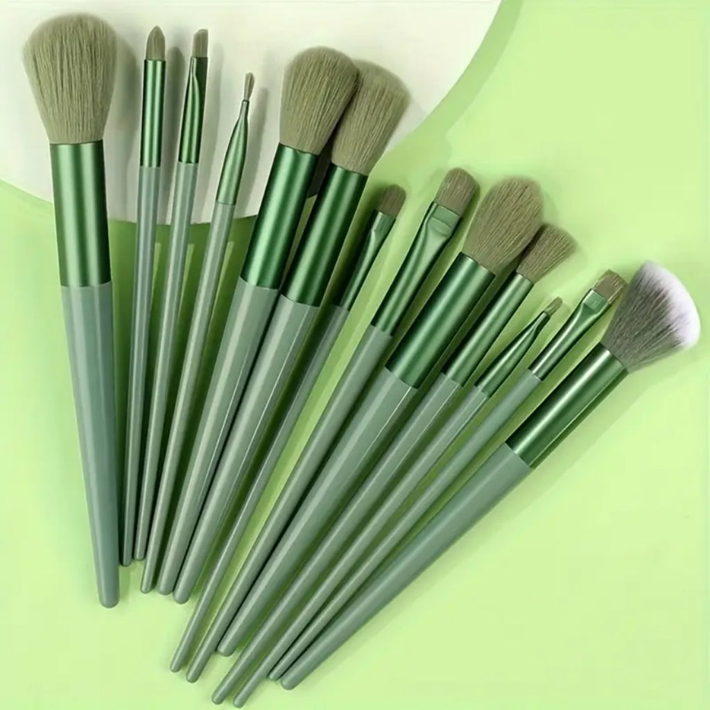 Kit de 13 Pinceaux de Maquillage Professionnels - Vert