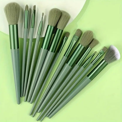 Kit de 13 Pinceaux de Maquillage Professionnels - Vert