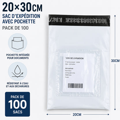 Pack De 100 Sacs D'expédition 20 X 30 Cm