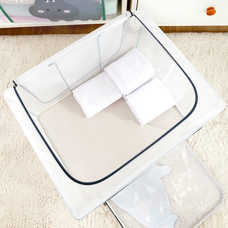 Boîte de Rangement Pliable 66 L 50 x40 x 33cm – Motif Hippopotame Imprimé – Double Fermeture