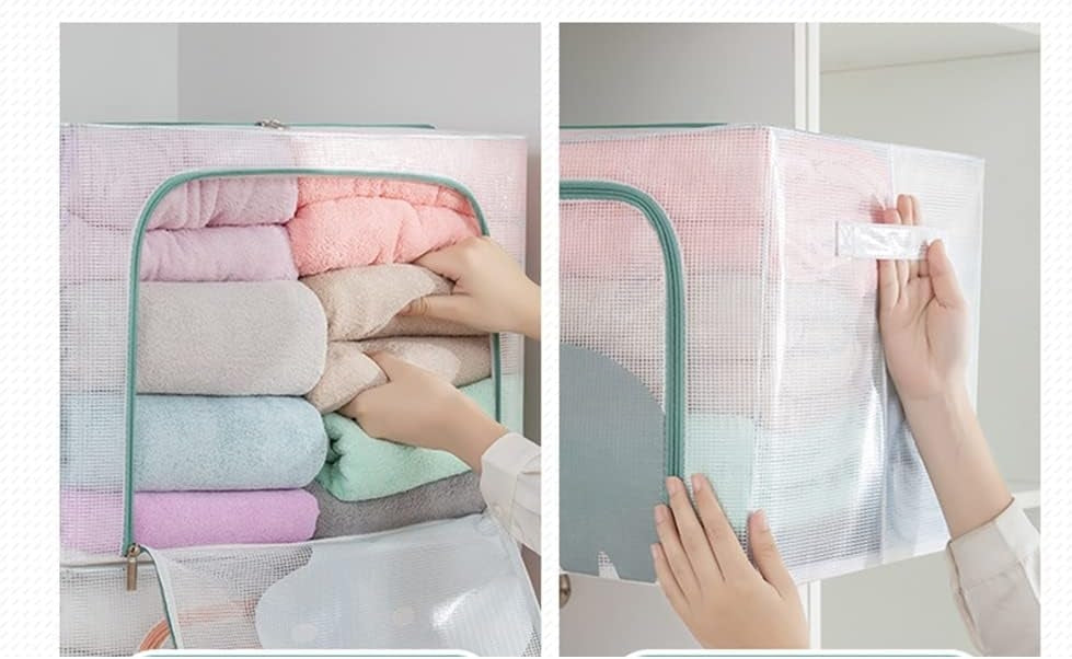 Boîte de Rangement Pliable 66 L 50 x40 x 33cm – Motif Hippopotame Imprimé – Double Fermeture