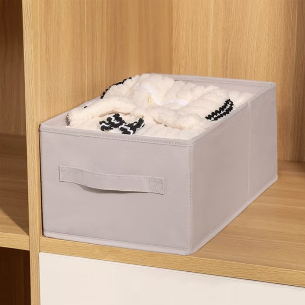 Panier de Rangement Pliable 27 L en Tissu Imperméable – Organisateur avec 2 Poignées – 48 × 28 × 20 cm – Beige